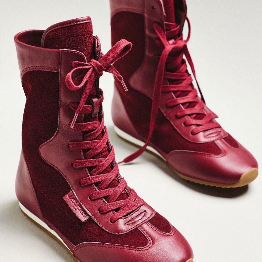 J Slides Burgundy High-Top Sneakers - Picture 2 of 3
